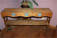 Wood Table with Bookshelf