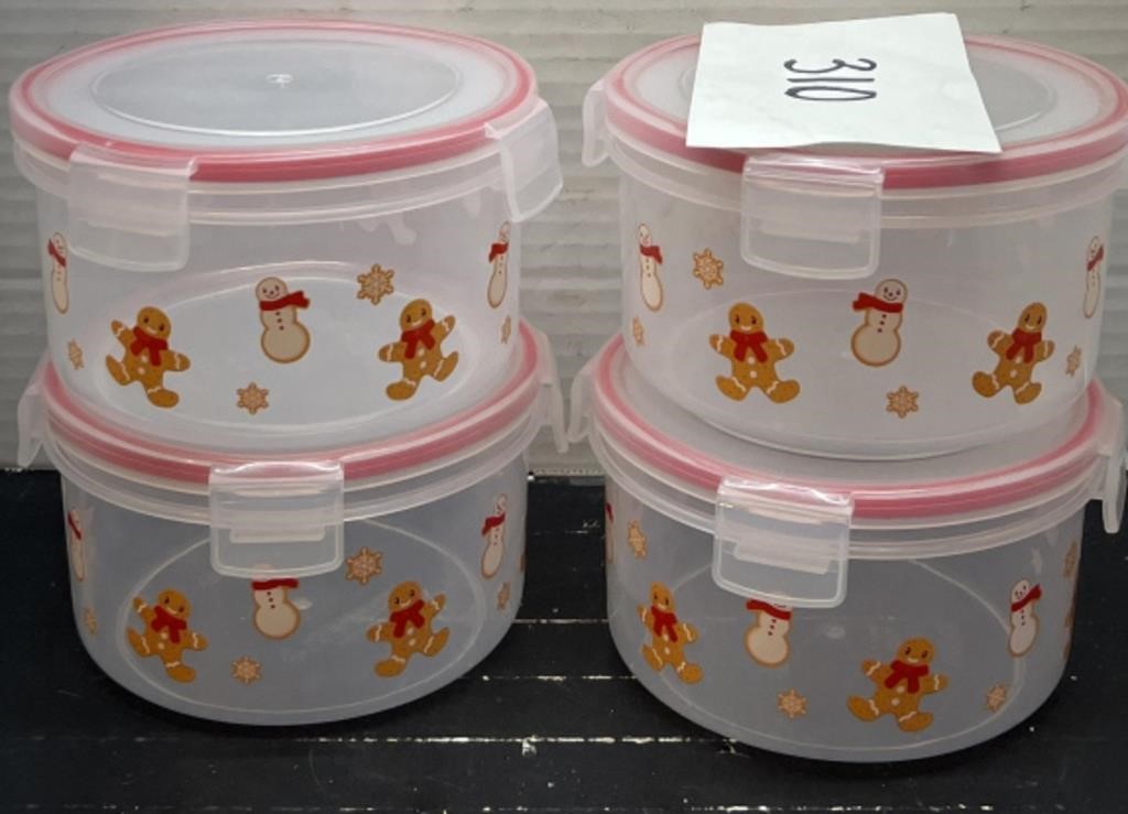Locking lid containers gingerbread men and snowmen