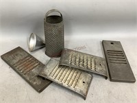 Metal Cheese Graters and One Funnel