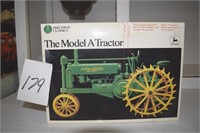 JD Model A toy tractor, etc