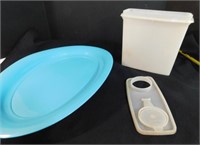 Tupperware Container & Plastic Platter