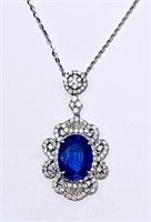 $15,390  9.25 cts Kyanite & Diamond 18k Pendant