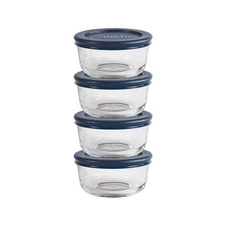 Anchor Hocking Glass Storage  1 Cup  Set of 4