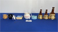 7 X ASSORTED WHISKEY JUGS, DECANTERS AND MINIATURE