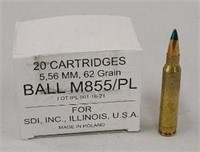 5.56mm Ball M855/PL 62 Grain 20ct Full