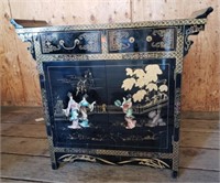 Vintage Chinese Style Lacquered Hall Cabinet.
