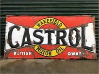 Wakefield Castrol embossed enamel 6 x 3 ft sign