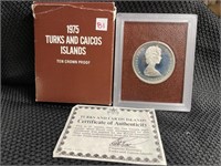 1975 TURKS & CAICOS TEN CROWN PROOF - JOHN