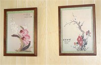 2 Clore Framed Pictures- Walnut, Oriental Scenes