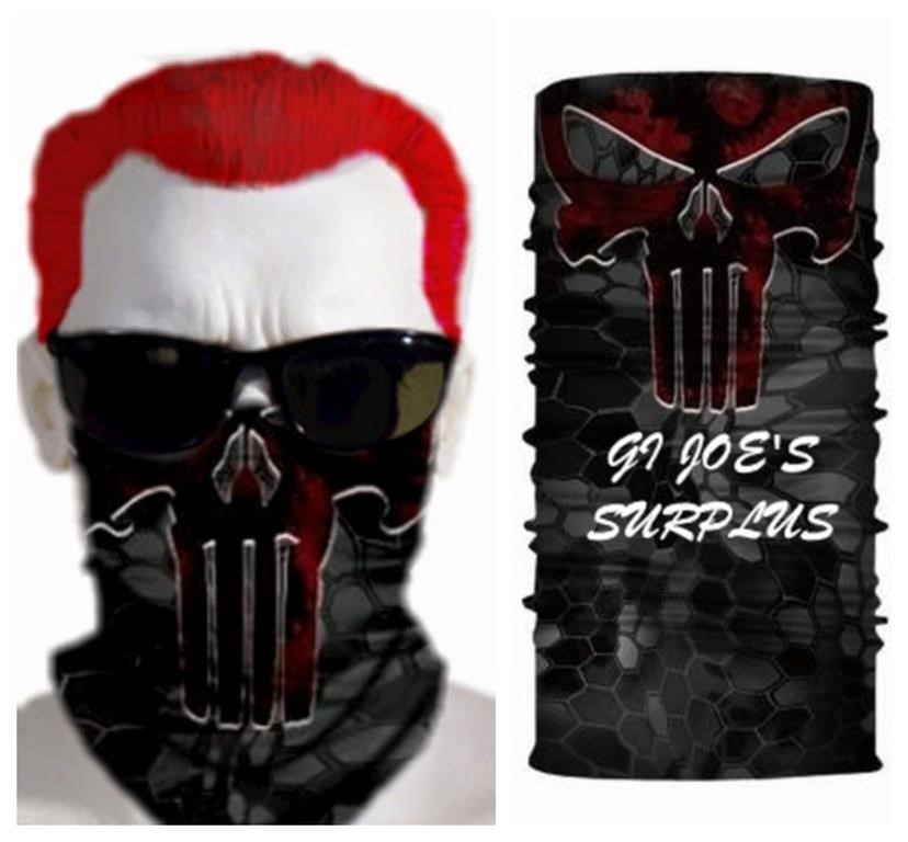 2 Face Mask Skull Punish Multi-Scarf Mask Gaiter