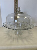 COVERED DOME GLASS CAKE PLATE
