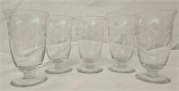 Lot of 5 Etched Parfait Glasses