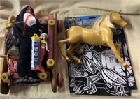 Wood Playskool Wagon/Blocks, Horse, Dice & More