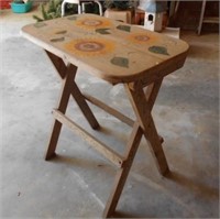 Folding Wood Table with Sunflowers Painted on