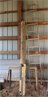 10' Ladder & Fence Post & Saw Horses