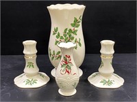Lenox Holiday "Holly Berry" Gold Gilded Vases &