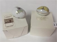 Pair of  Limoges Painted Porcelain Egg Boxes