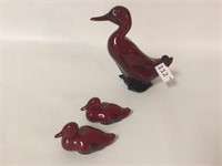 Royal Doulton Flambe 6.5" T Duck & 3.5" L Chicks