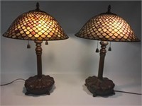 Pr of Very Nice Tiffany Style Lamps, 2 X MONEY