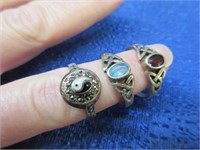 3 sterling rings (2 rings size 9, 1 ring size 8)