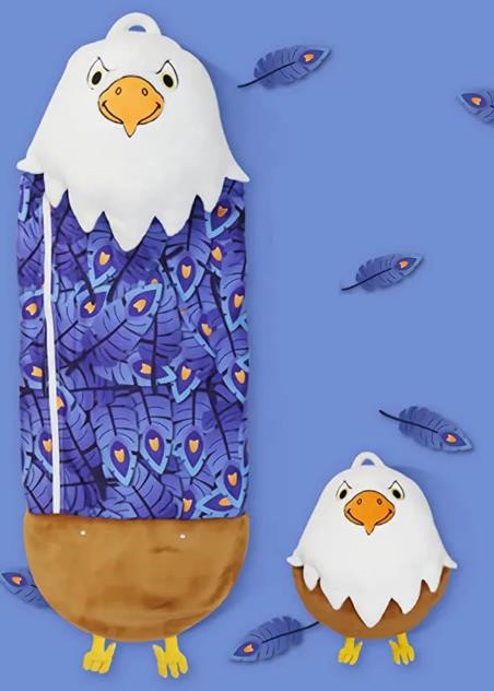 2-in-1 Cute Eagle Sleeping Bag w Pillow 54x20in