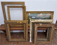 Reverse Painted Picture & Antique Frames