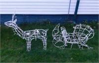 Christmas sleigh & reindeer lighted framed yard