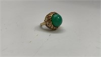 Gold Toned Ladies Sterling Silver & Marble? Ring
