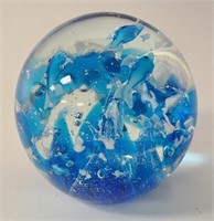 Large Art Glass Dolphin Paperweight