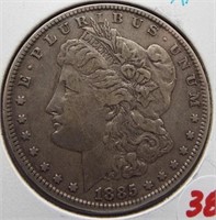 1885 Morgan silver dollar. XF.