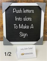 12" x 12" Push Letter Message Board (see notes)