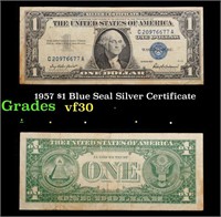 1957 $1 Blue Seal Silver Certificate Grades vf++