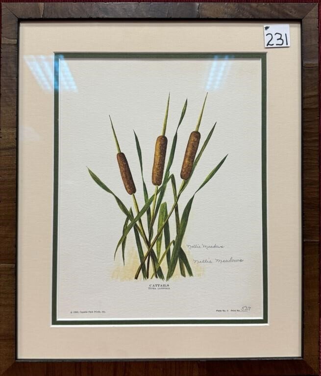 Nellie Meadows  ’Cattails’, 1969, Artist Signed