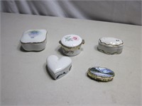 Lot of 5 Small Ceramic Trinket Boxes