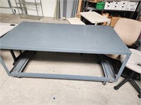 Large rolling steel work table