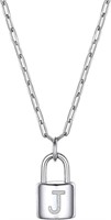 BESTYLE Initial ‘J’ Lock Pendant Necklace