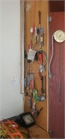 Wall lot of miscellaneous tools and level