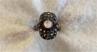 Sterling Silver Mother of Pearl & Marcasite Ring