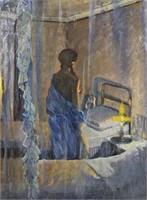 1930’s Sjoberg Semi-nude Woman Oil On Canvas