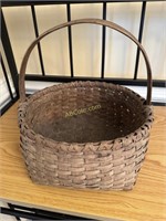 White Oak Gathering Basket, Circa 1900, Excellent