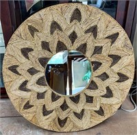 32" Round Decorator Jute Mirror