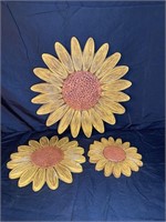 3 Retro Plaster Sunflowers