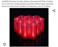 MSRP $15 Set 12 Flameless Candles