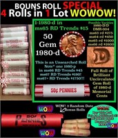 THIS AUCTION ONLY! BU Shotgun Lincoln 1c roll, 198