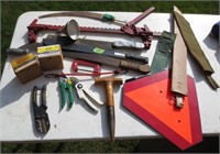 Corn knives, SMV sign, misc.