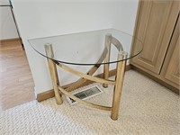 brass and glass accent table