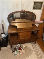 Antique Oak Sideboard w/ Mirror, NICE!
