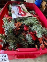 Christmas Garland and Decor in Large Storage Tote