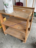 WOOD RACK ON WHEELS, 27W X 18D X 32T, PLASTIC