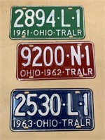 3 pcs- 1960s OH license plates